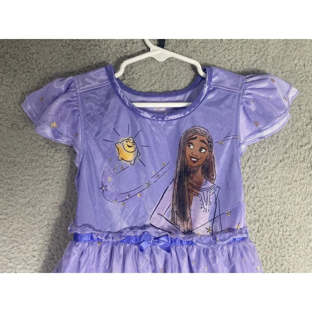 Disney Wish Asha Princess Costume Dress Nightgown Girls 6 Purple Fantasy Gown